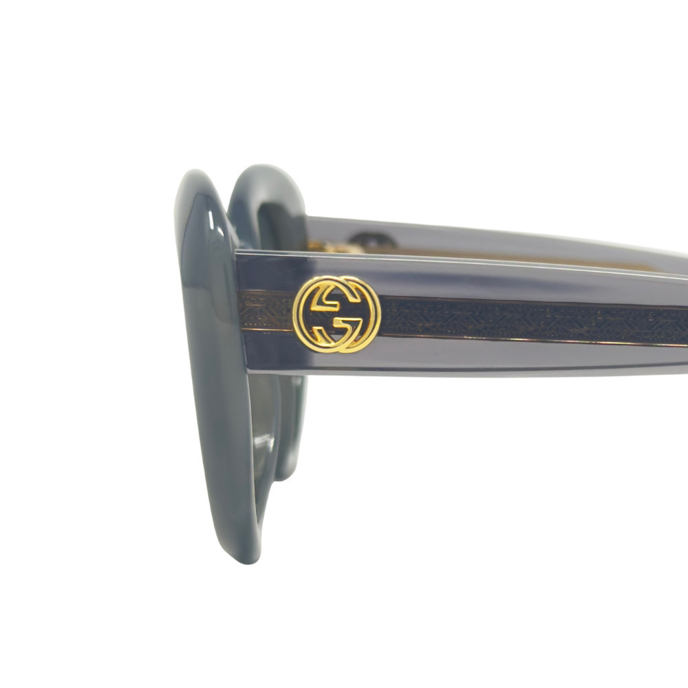 Gucci Sunglasses GG Logo Interlocking Gold‎ Tone Gray Marble Oversize Cat-Eye - Picture 3 of 8